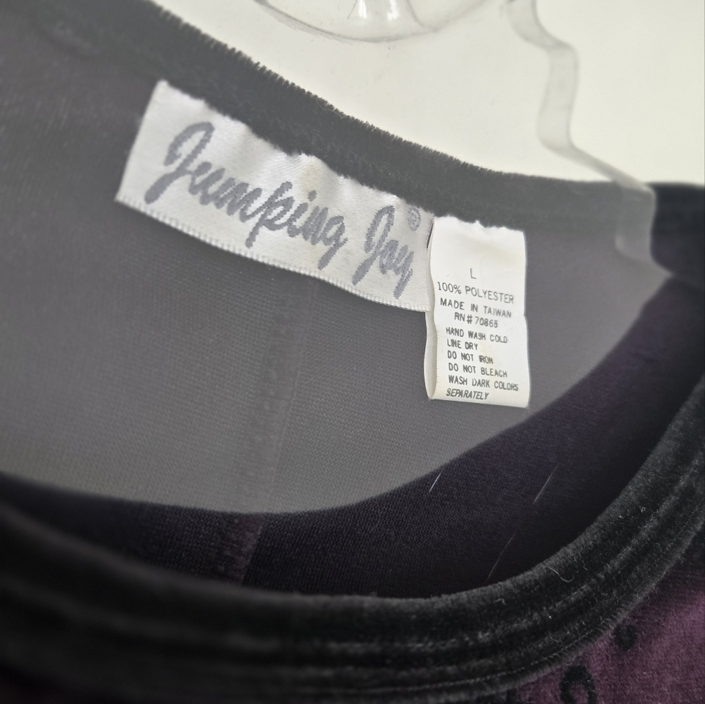 Jumping Joy Vintage Maxi Velor Floral Black Purple Large - Picture 2 of 3